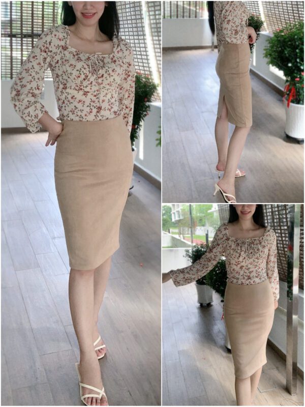 Suede Pencil Skirt  质感包臀裙 - Image 3