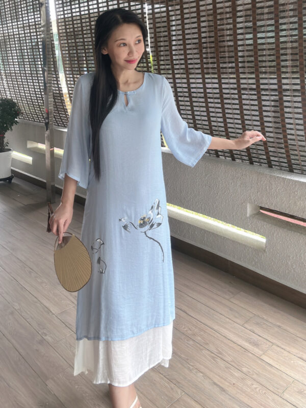 Temperament Chinese Oriental Printing Dress 东方文艺飘逸连裙