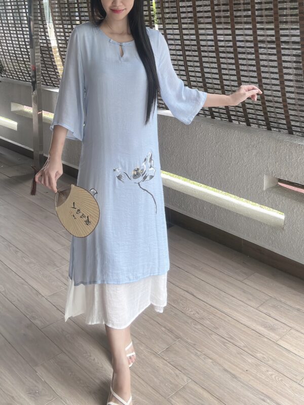 Temperament Chinese Oriental Printing Dress 东方文艺飘逸连裙 - Image 2