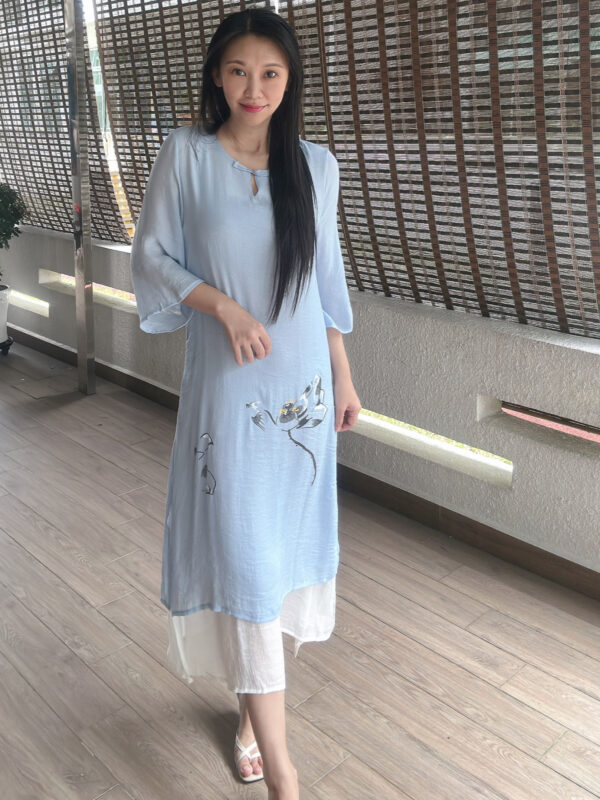 Temperament Chinese Oriental Printing Dress 东方文艺飘逸连裙 - Image 3