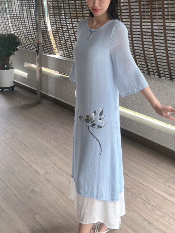 Temperament Chinese Oriental Printing Dress 东方文艺飘逸连裙 - Image 5