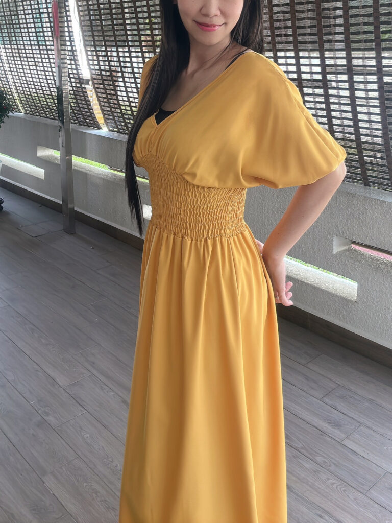 Vivo Basic Cuffed Dolman Jersey Dress - Yellow main image 1