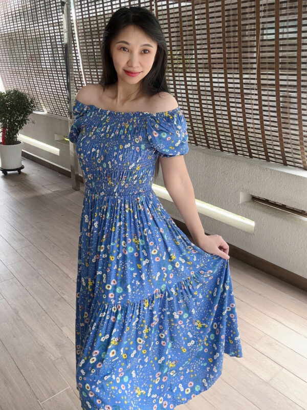 CALTHA Floral Dress 一字肩方领碎花裙 - Image 7