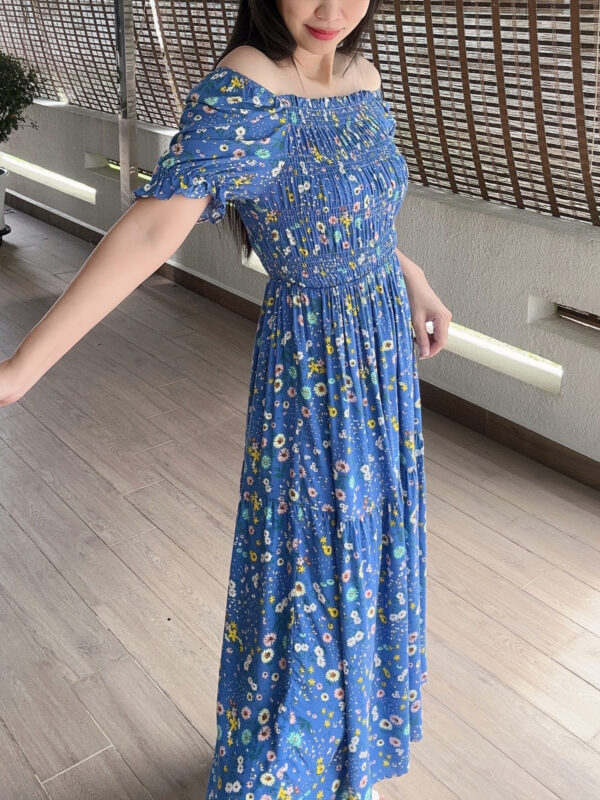 CALTHA Floral Dress 一字肩方领碎花裙 - Image 9