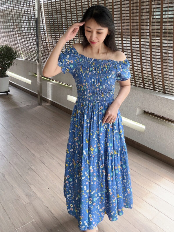 CALTHA Floral Dress 一字肩方领碎花裙 - Image 10