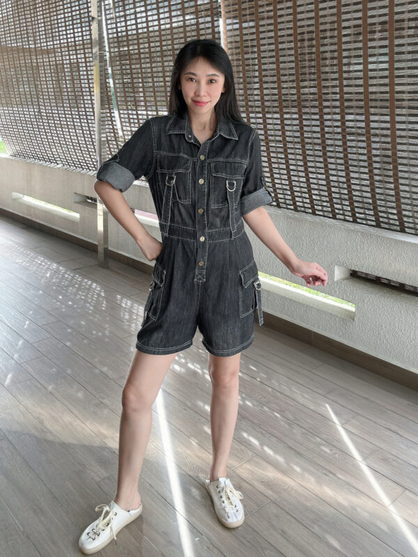 Denim Casual Romper 牛仔四分连体裤 - Image 3