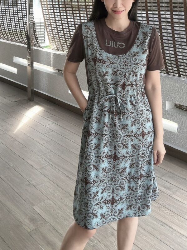 CUILI Fake Two Piece Drawstring 民族风假两件口袋小裙 - Image 2