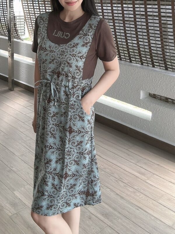 CUILI Fake Two Piece Drawstring 民族风假两件口袋小裙 - Image 6