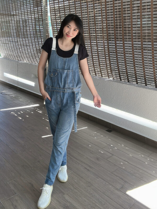 Denim Lace-up Overall 设计感系腰窄脚背带裤 - Image 2