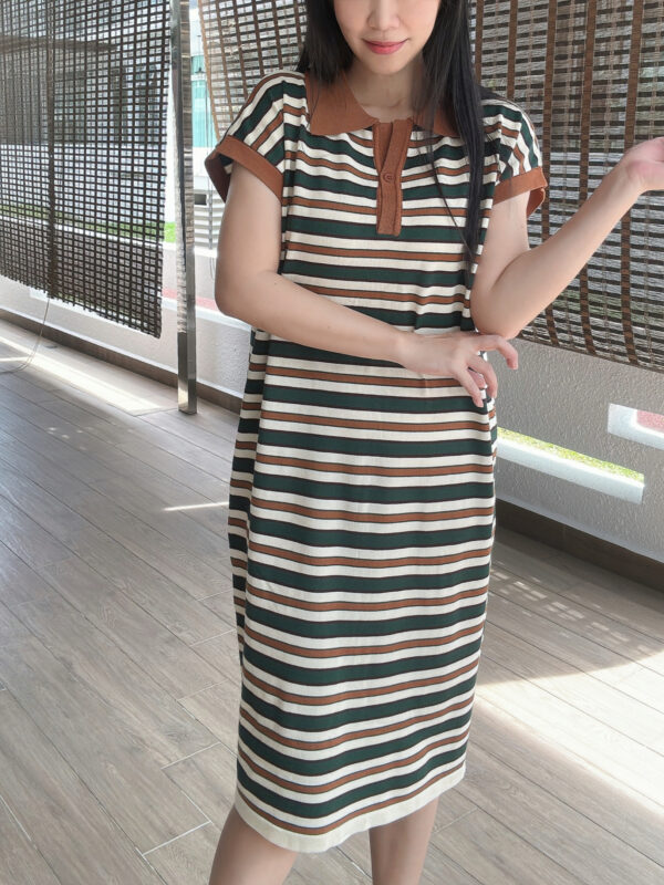 FREYA Polo Knit Lazy Dress 条纹Polo领直筒懒人裙 - Image 8