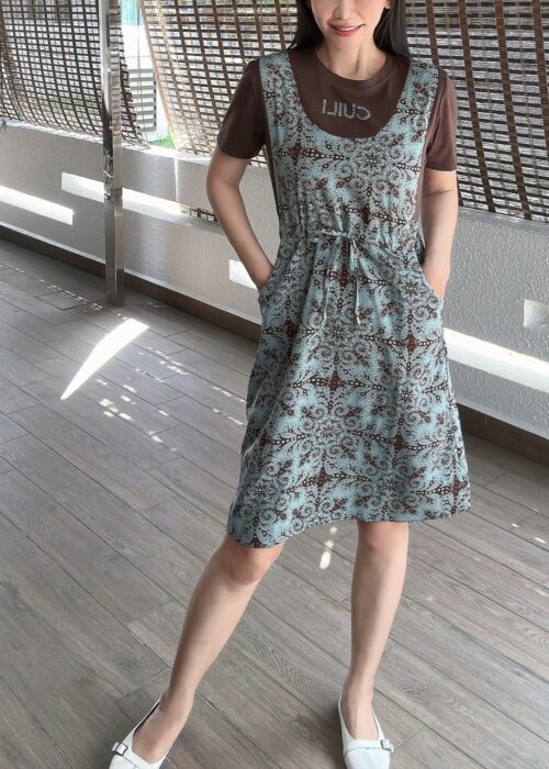 CUILI Fake Two Piece Drawstring 民族风假两件口袋小裙