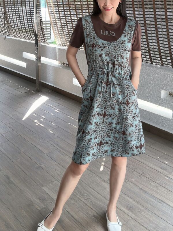 CUILI Fake Two Piece Drawstring 民族风假两件口袋小裙