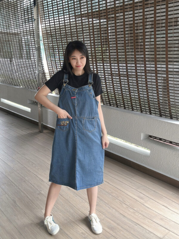 MEYA Straight Loose Denim Suspender 宽松直筒牛仔背带裙 - Image 9