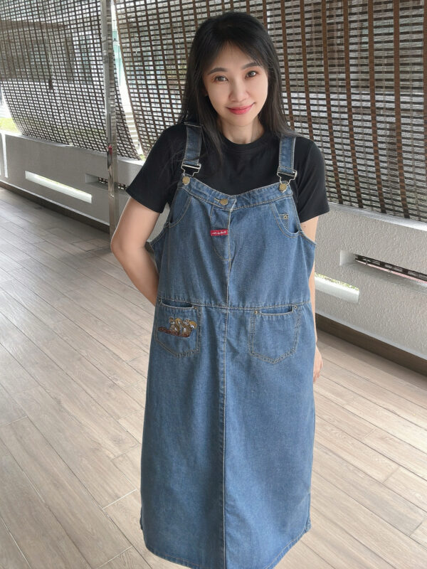 MEYA Straight Loose Denim Suspender 宽松直筒牛仔背带裙 - Image 8