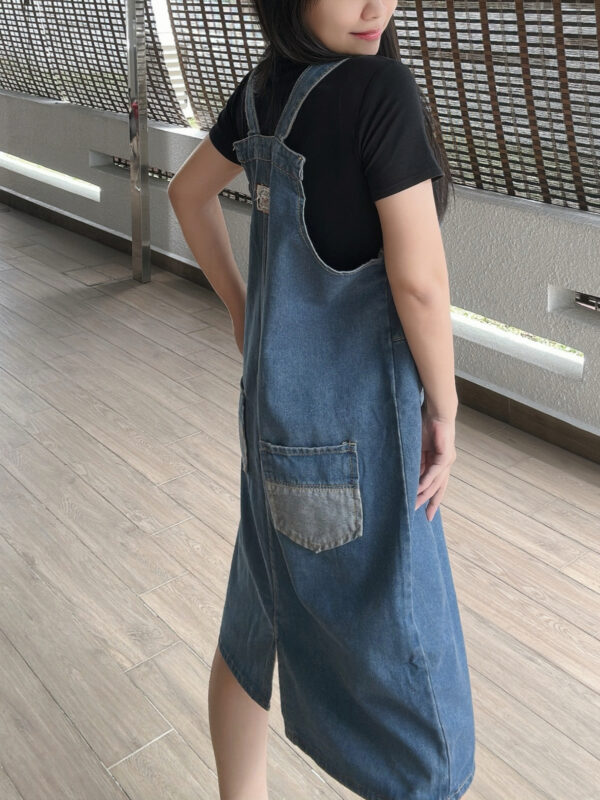 MEYA Straight Loose Denim Suspender 宽松直筒牛仔背带裙 - Image 4