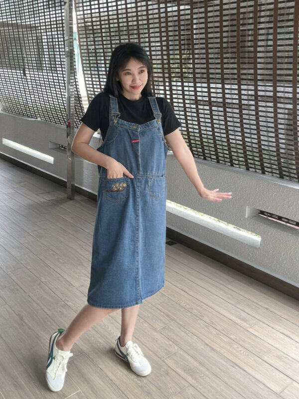 MEYA Straight Loose Denim Suspender 宽松直筒牛仔背带裙 - Image 3