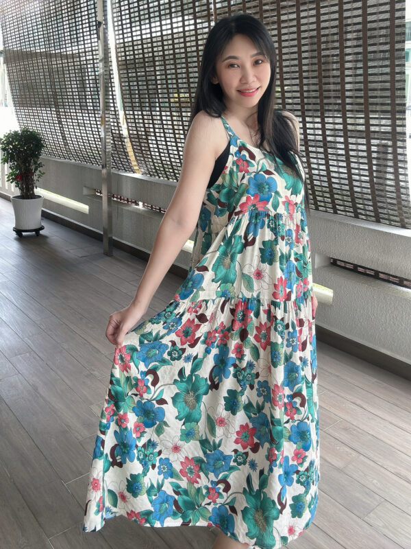 SISSIE Slip Dress(blue-red) 小红绿意吊带裙