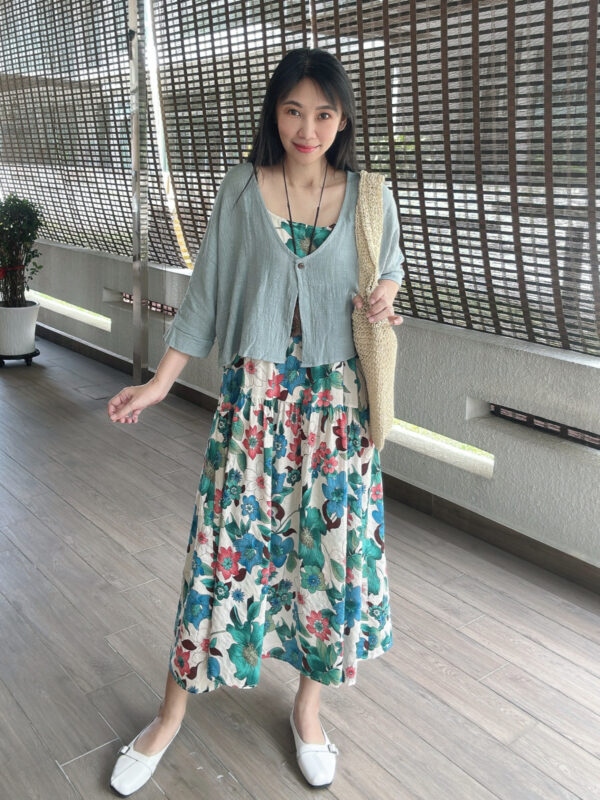 SISSIE Slip Dress(blue-red) 小红绿意吊带裙 - Image 4