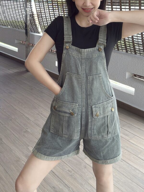 YAYA Wide Leg Denim Playsuit 三分牛仔背带裤