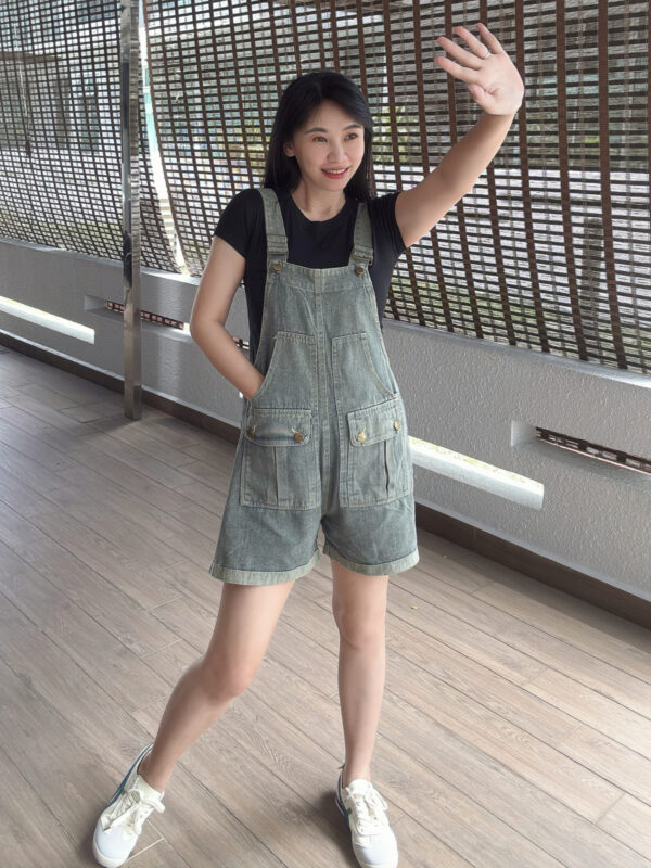 YAYA Wide Leg Denim Playsuit 三分牛仔背带裤 - Image 4
