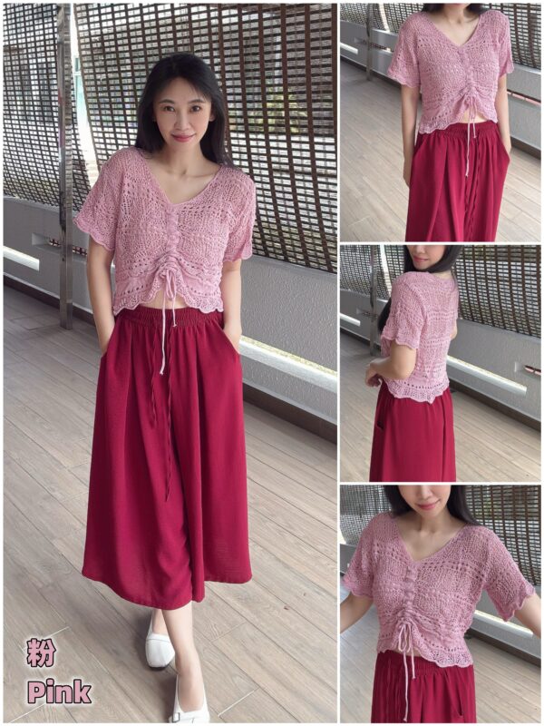 MONNIE Drawstring Knit Top 拉绳镂空针织衫 - Image 3