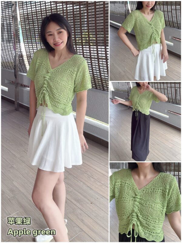 MONNIE Drawstring Knit Top 拉绳镂空针织衫 - Image 4