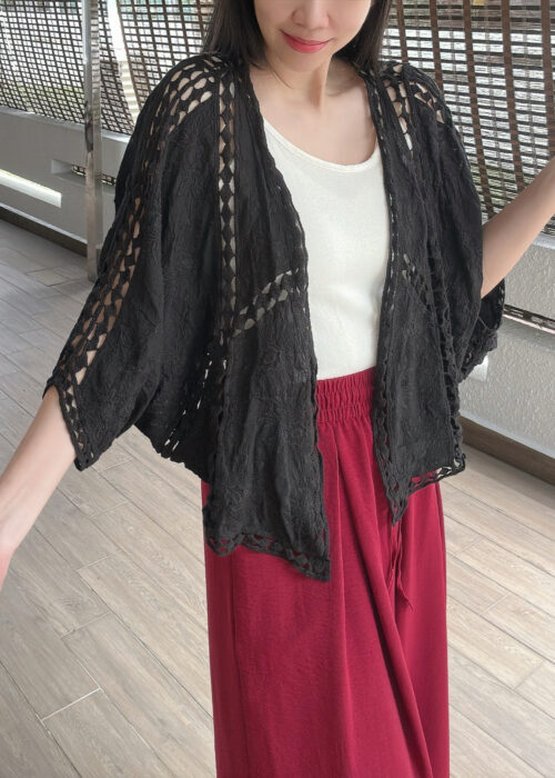 Ethnic Retro Batwing Thin Outer 古着民族风棉麻开衫