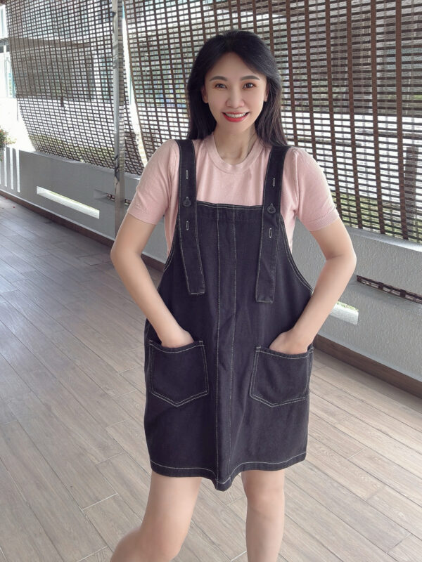 YODO Loose Straight Denim Suspender 水桶宽松 学院风牛仔背带裙 - Image 10