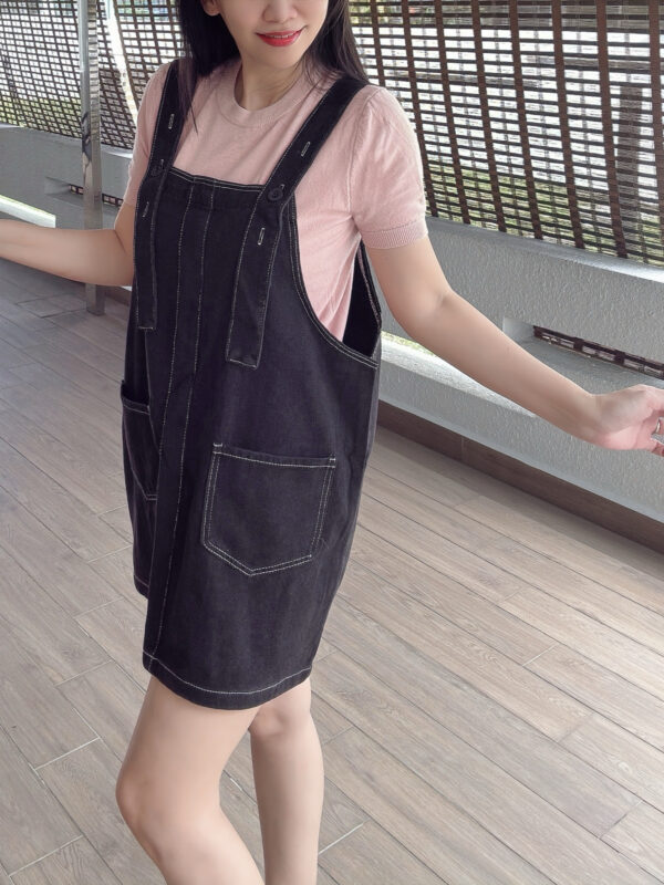 YODO Loose Straight Denim Suspender 水桶宽松 学院风牛仔背带裙 - Image 7