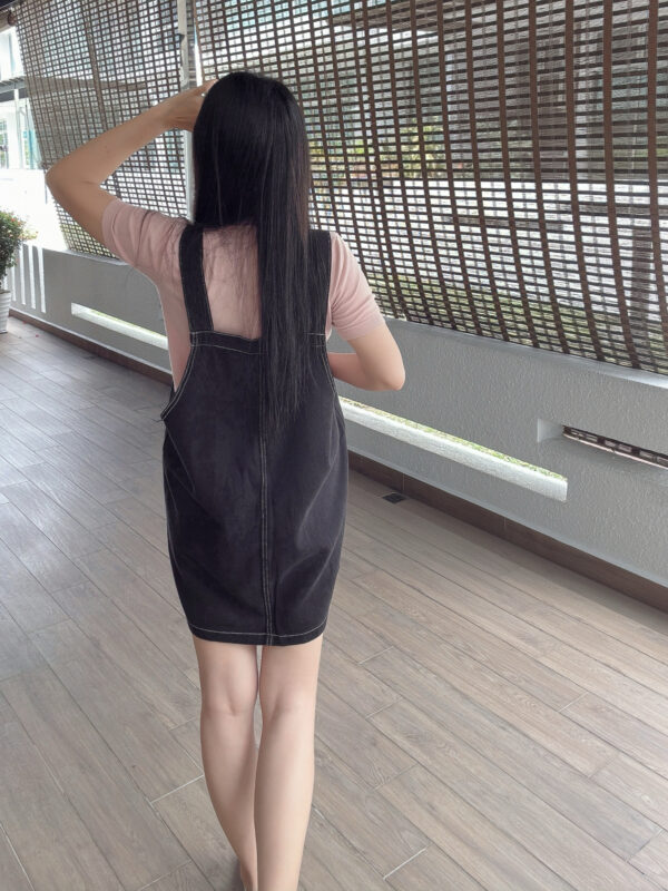 YODO Loose Straight Denim Suspender 水桶宽松 学院风牛仔背带裙 - Image 9