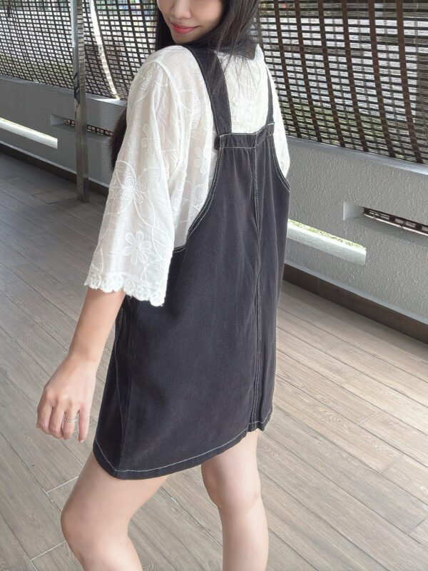 YODO Loose Straight Denim Suspender 水桶宽松 学院风牛仔背带裙 - Image 5