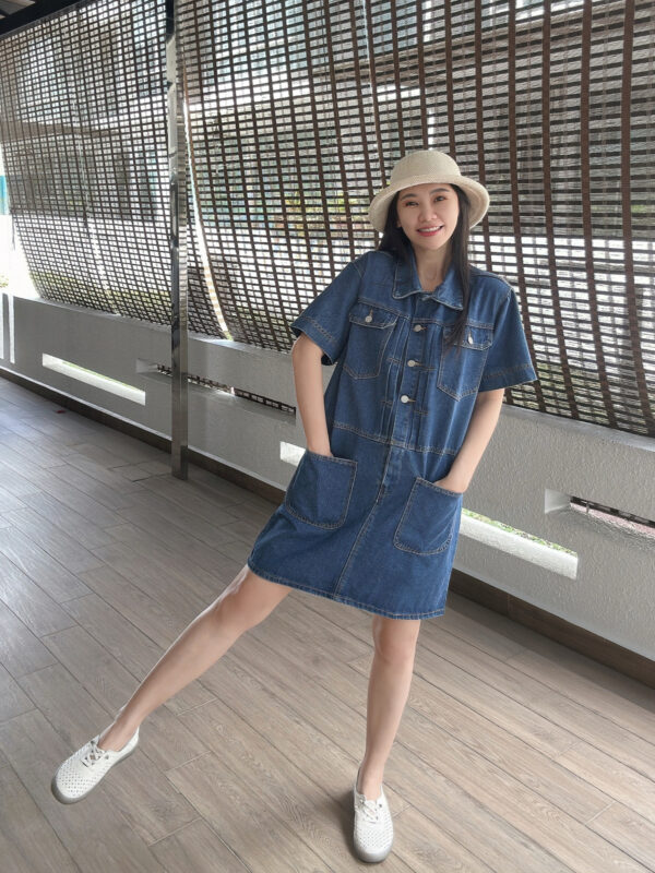 ALMA Denim Loose Polo Dress 直筒宽松牛仔翻领裙 - Image 7