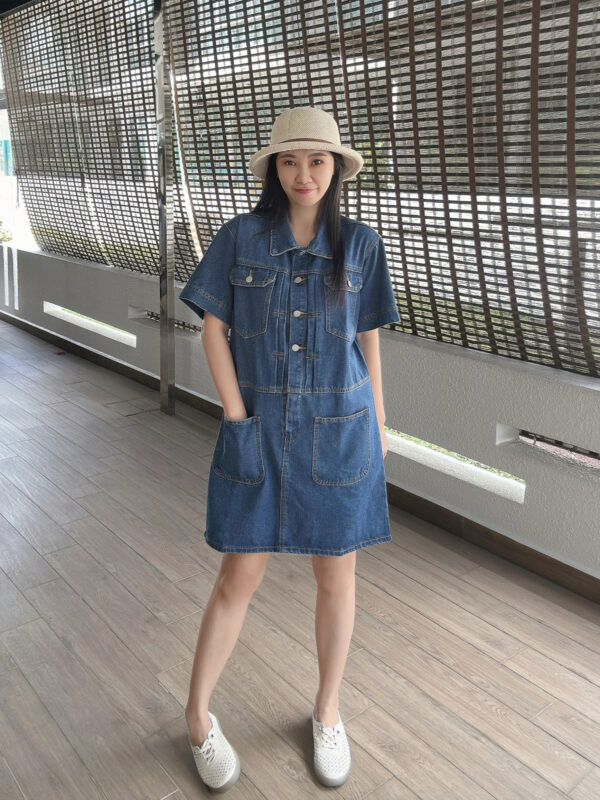 ALMA Denim Loose Polo Dress 直筒宽松牛仔翻领裙 - Image 8