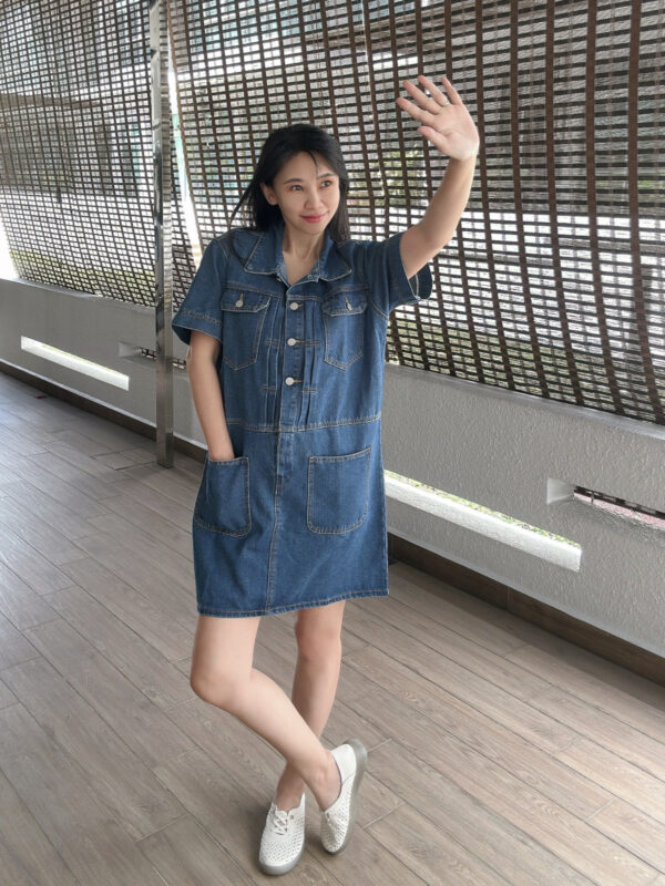 ALMA Denim Loose Polo Dress 直筒宽松牛仔翻领裙 - Image 3