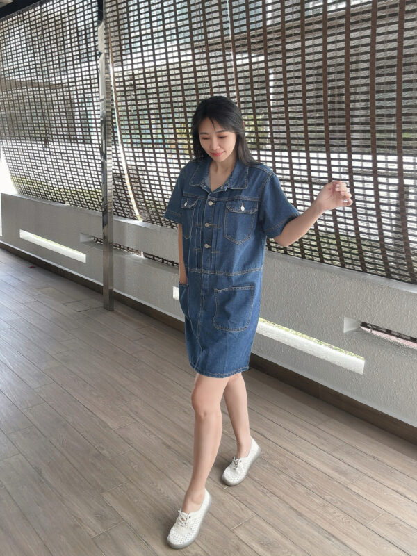 ALMA Denim Loose Polo Dress 直筒宽松牛仔翻领裙 - Image 2