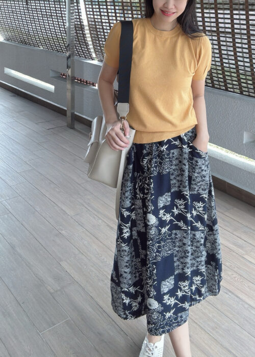 Ethnic Pockets Harem Skirt 黛蓝复古民族风哈伦半裙