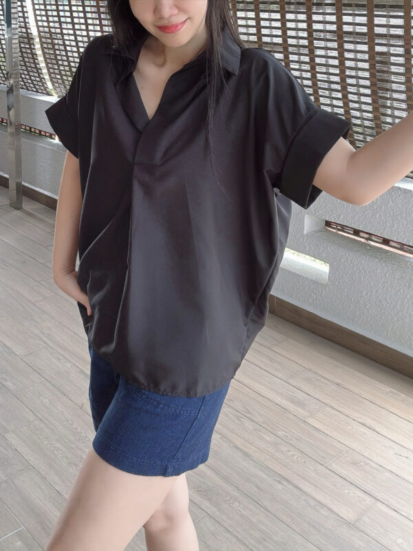 Batwing Black Shirt 简约黑衬衫 - Image 3