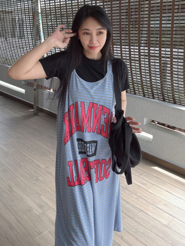 Stripe Athleisure Sleeveless Loose Dress 潮版运动风宽松吊带裙 - Image 2