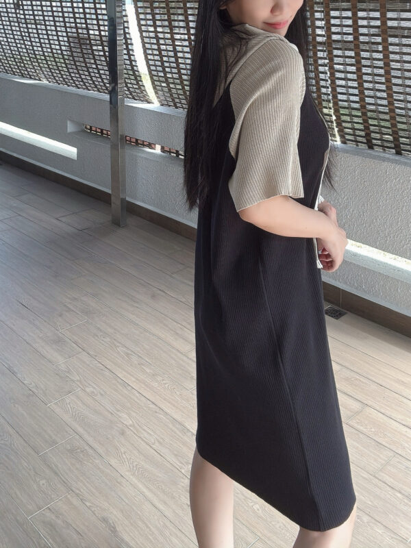 JOVIE Splice Hoodie Loose Dress 连帽拼色针织裙 - Image 5