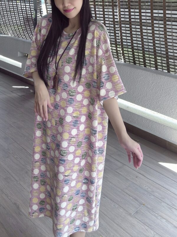 Polka Dot OVERSIZE Lazy Dress 潮版大Tee裙 粉波点 - Image 3
