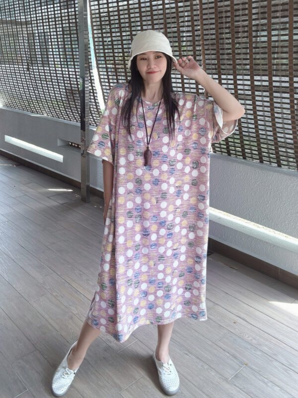 Polka Dot OVERSIZE Lazy Dress 潮版大Tee裙 粉波点 - Image 2