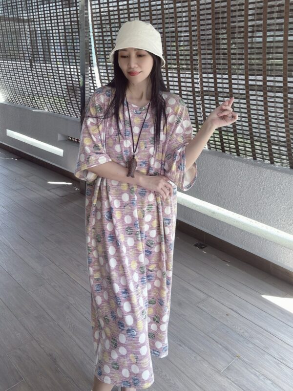 Polka Dot OVERSIZE Lazy Dress 潮版大Tee裙 粉波点 - Image 4