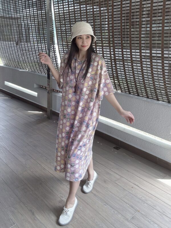 Polka Dot OVERSIZE Lazy Dress 潮版大Tee裙 粉波点 - Image 7