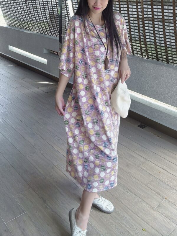 Polka Dot OVERSIZE Lazy Dress 潮版大Tee裙 粉波点 - Image 5