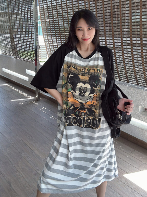 MICKEY Stripe OVERSIZE Pocket Lazy Dress 米奇潮牌大版口袋懒人裙