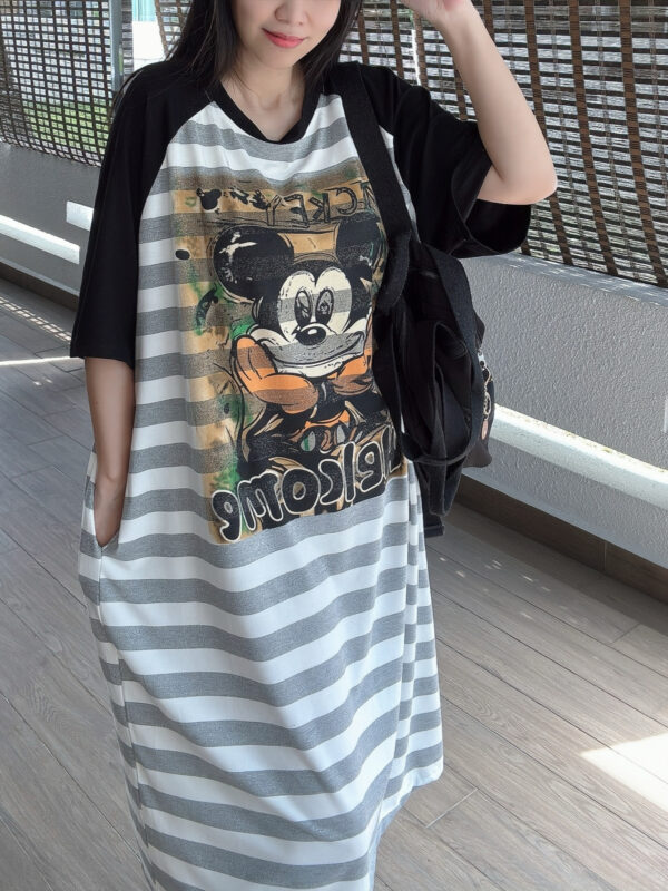 MICKEY Stripe OVERSIZE Pocket Lazy Dress 米奇潮牌大版口袋懒人裙 - Image 7