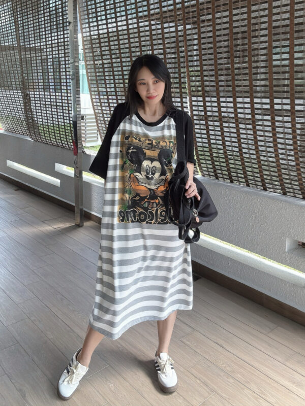 MICKEY Stripe OVERSIZE Pocket Lazy Dress 米奇潮牌大版口袋懒人裙 - Image 2