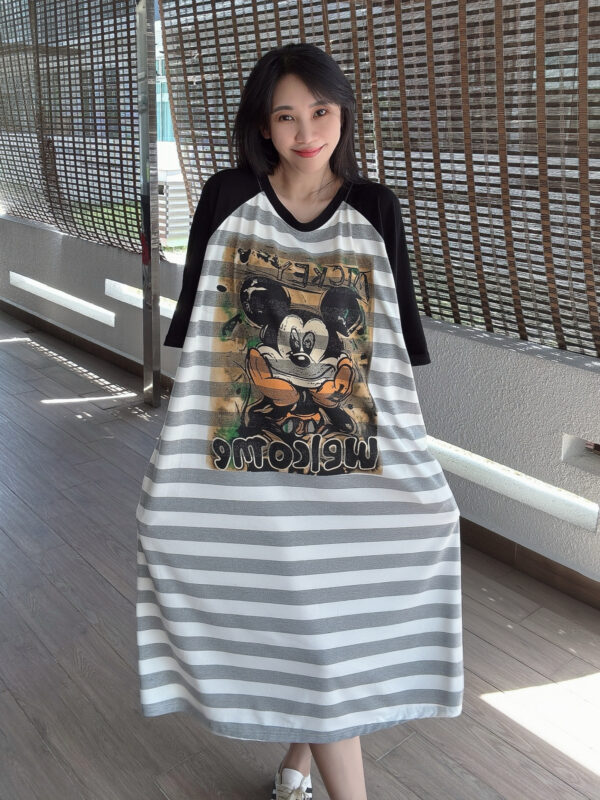 MICKEY Stripe OVERSIZE Pocket Lazy Dress 米奇潮牌大版口袋懒人裙 - Image 3