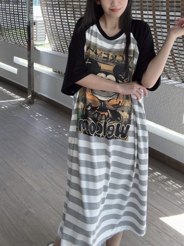 MICKEY Stripe OVERSIZE Pocket Lazy Dress 米奇潮牌大版口袋懒人裙 - Image 4