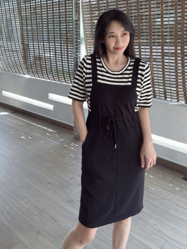 SASHA Knit Drawstring Fake Two Dress 针织假两件拉绳收腰 - Image 4